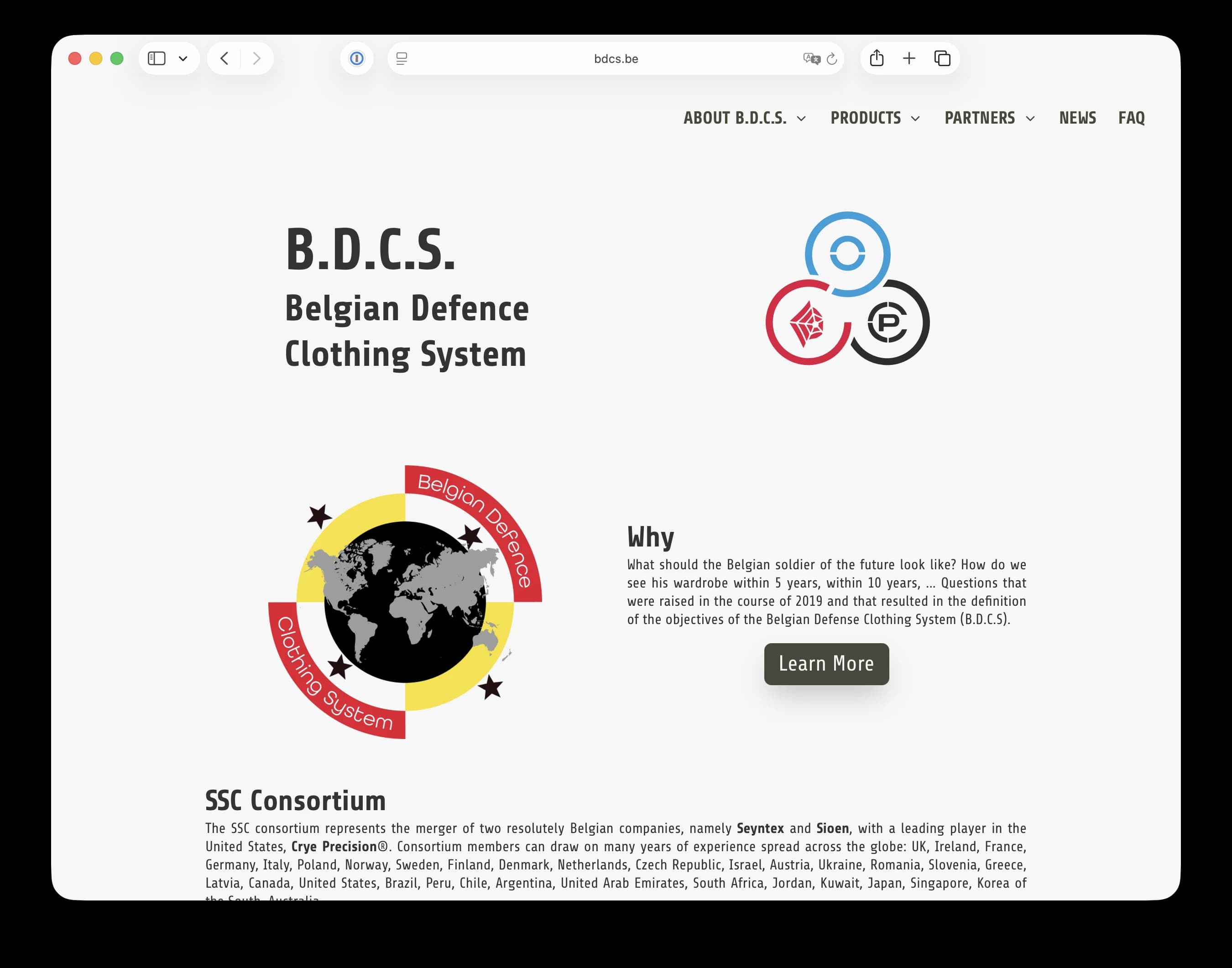 B.D.C.S. product page on desktop